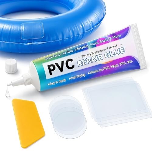 Air Mattress Repair Kit, Fast-Dry Waterproof Vinyl Glue & PVC Patches,