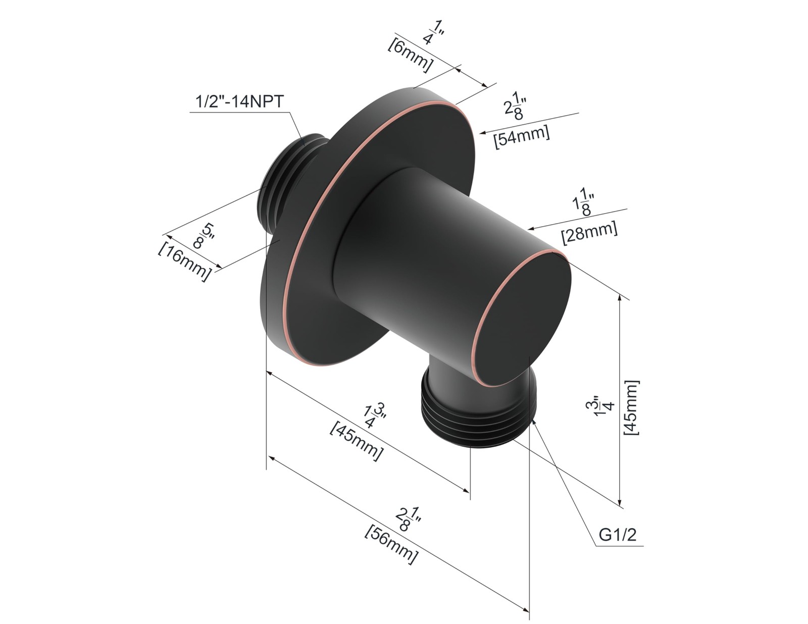 Wall Supply Elbow for Hand Held shower,with Connector Body and Washer, Wall-m…