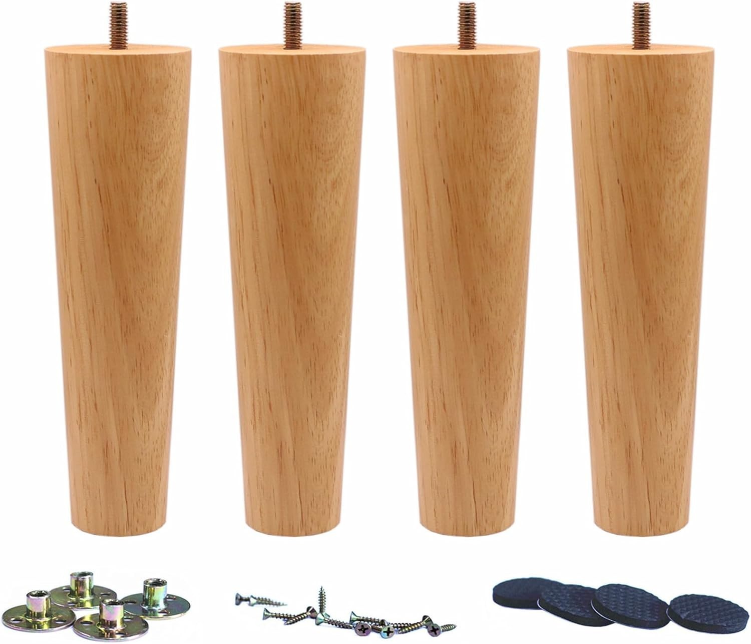 8 inch Round Wooden Replacement Furniture Chair Ottoman Legs Set of 4