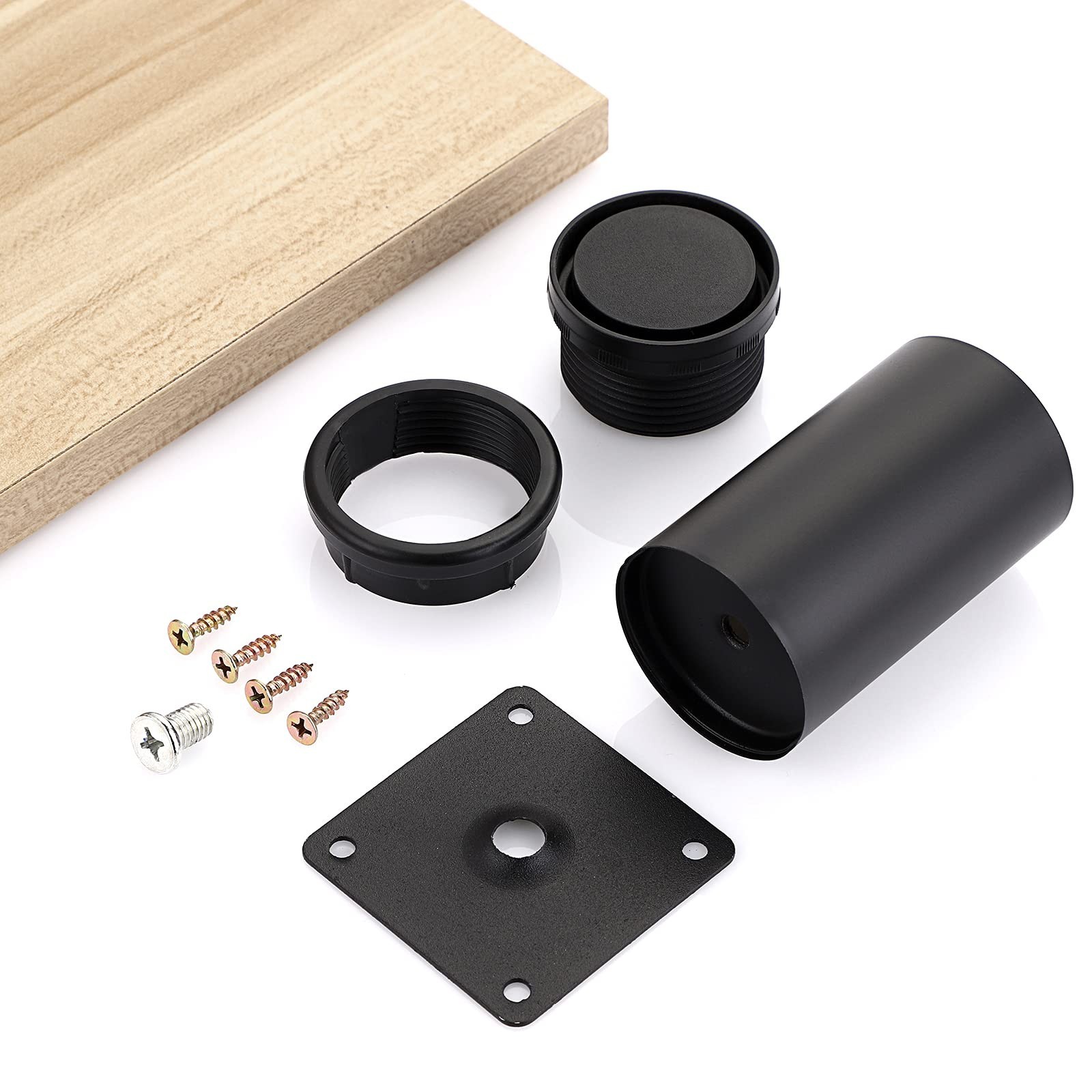 4PCS Adjustable 4″ Metal Furniture Legs – Heavy Duty Round Cabinet Feet for Sofa