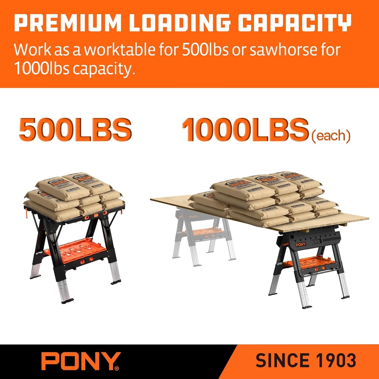 Portable 2-in-1 Work Table & Sawhorse – Adjustable Height & 1000 lbs Capacity