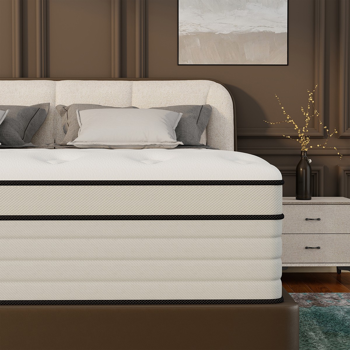 King Size Mattress 12″ Gel Memory Foam Hybrid Pocket Spring Medium Firm In A Box