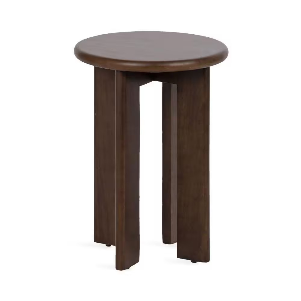 Seebeck 14 In. Dark Brown round Solid Wood End Table