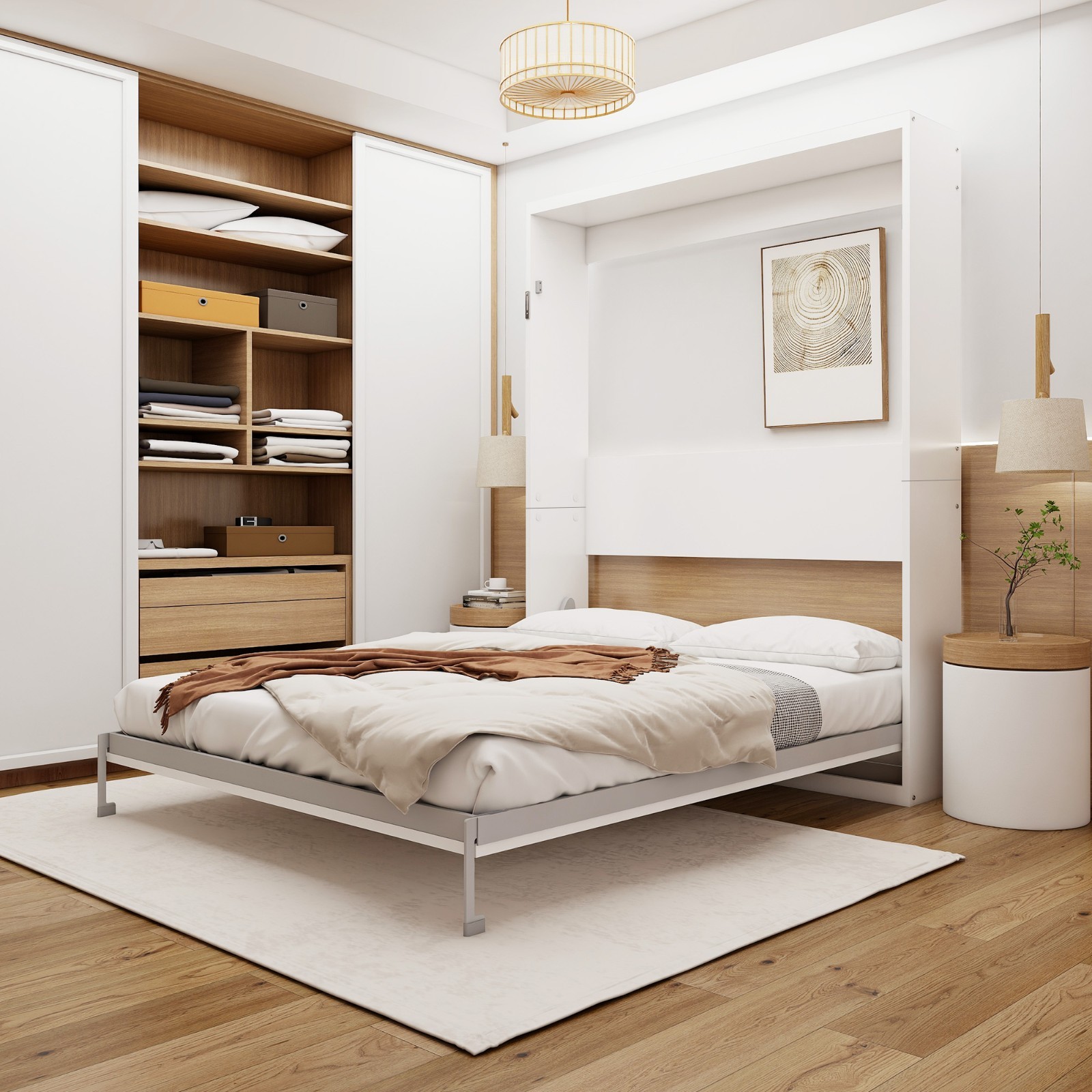 Queen Size Murphy Wall Bed Frame Space-Saving Bed Frame for Bed Room,Guest Room