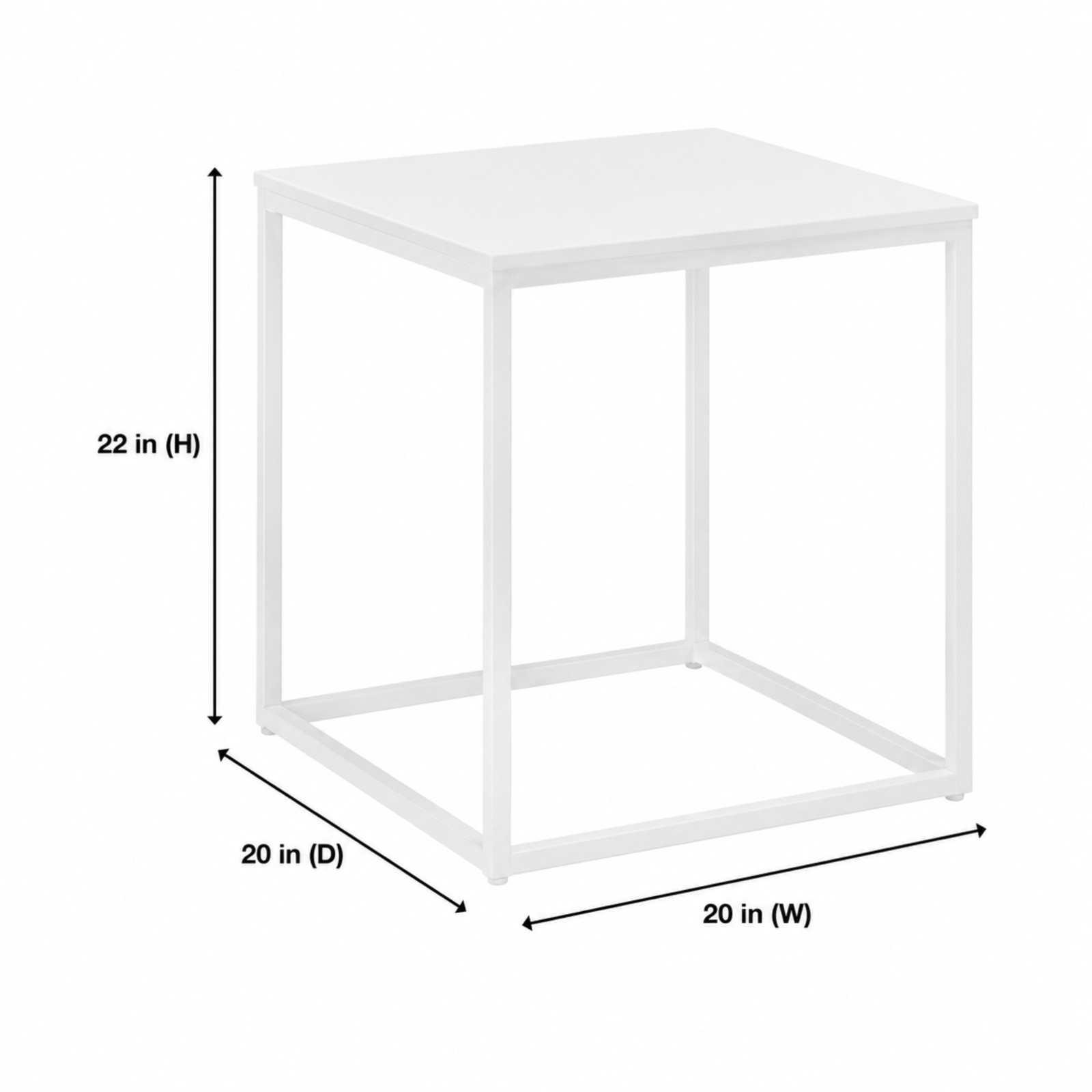 Donnelly White Square End Table with White Wood Top (20 in. W x 22 in. H)