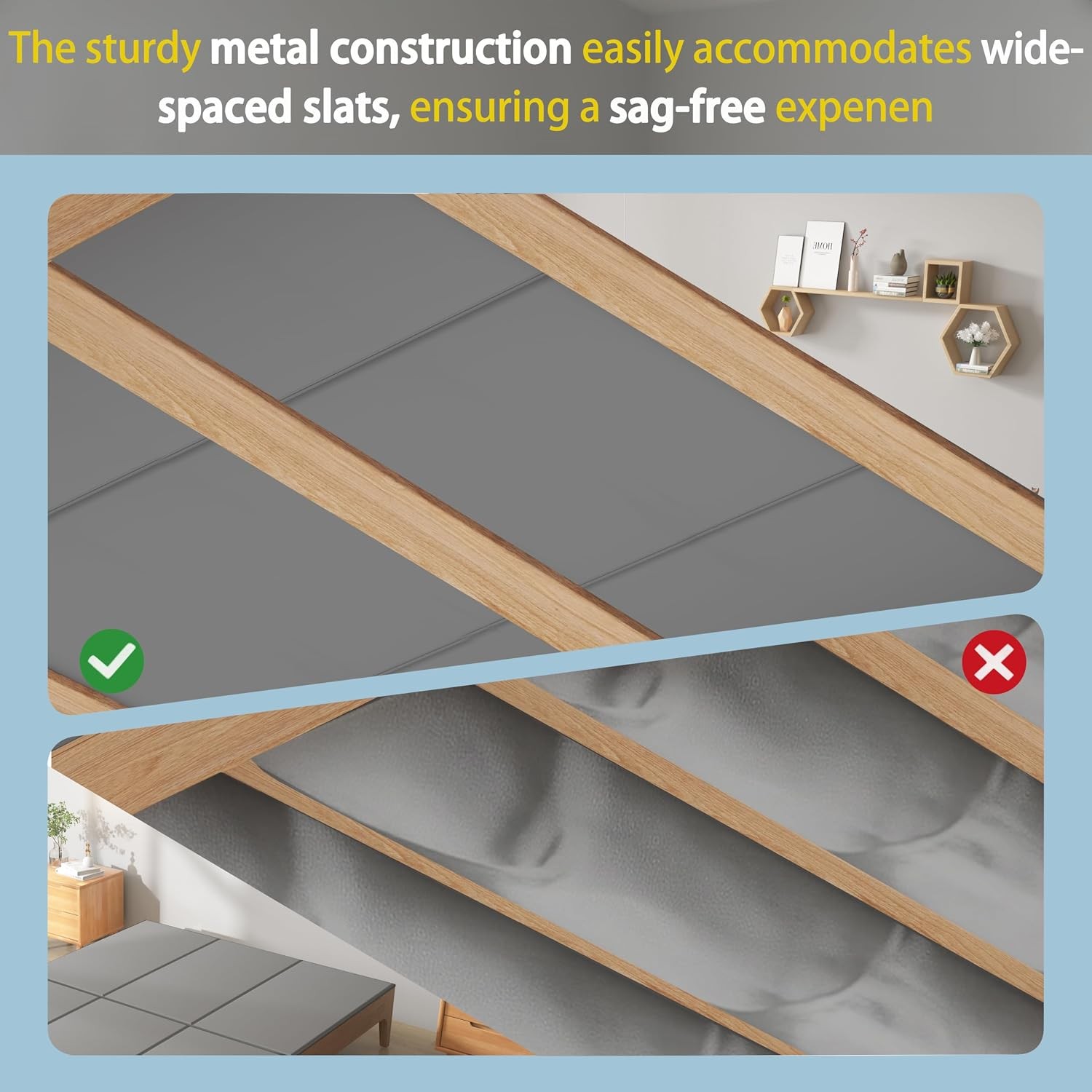 Metal-Frame-Bunkie-Board-Queen-Size (60″X80″) for Under-Mattress-Support – Heavy