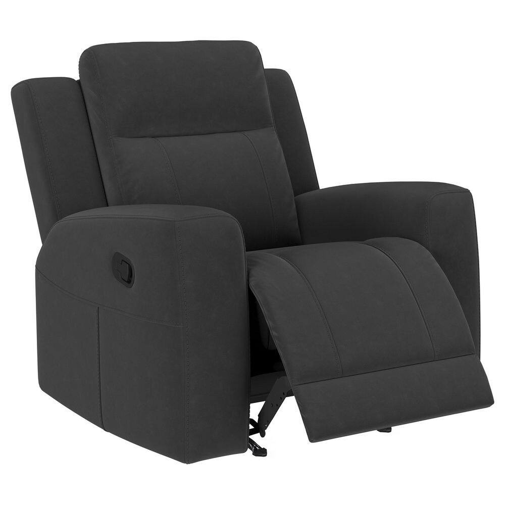 Brentwood Dark Charcoal Faux Leather Rocker Recliner with Track Arms