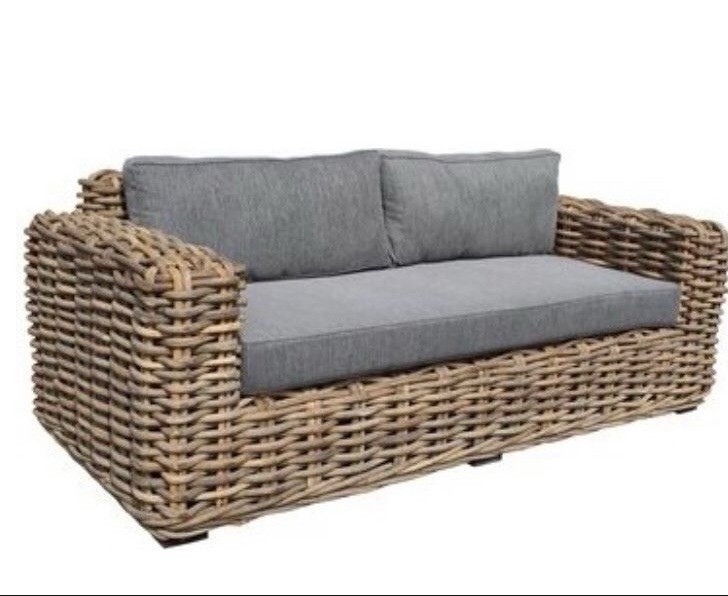 Tabares 90.6 Large Wicker Ratan Patio Sofa Shipping okay buyer to arrange
