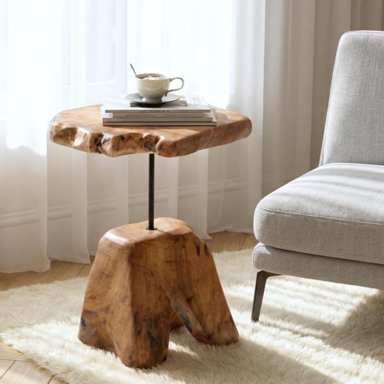 Handcrafted Cedar Wood Side Table Accent Wooden Rustic Handmade Furniture