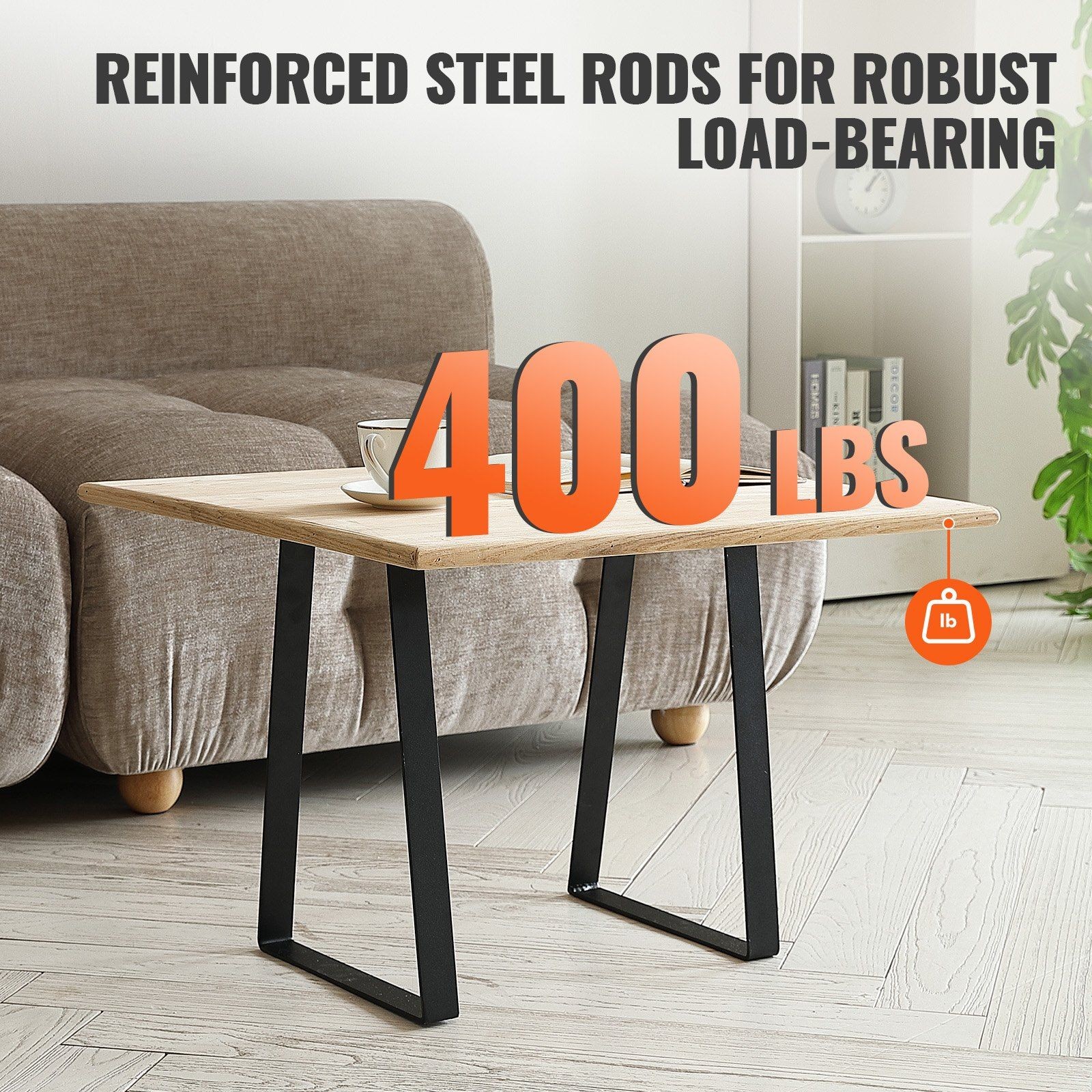 16in Heavy Duty Trapezoid Steel Table Legs 400lb Capacity Black