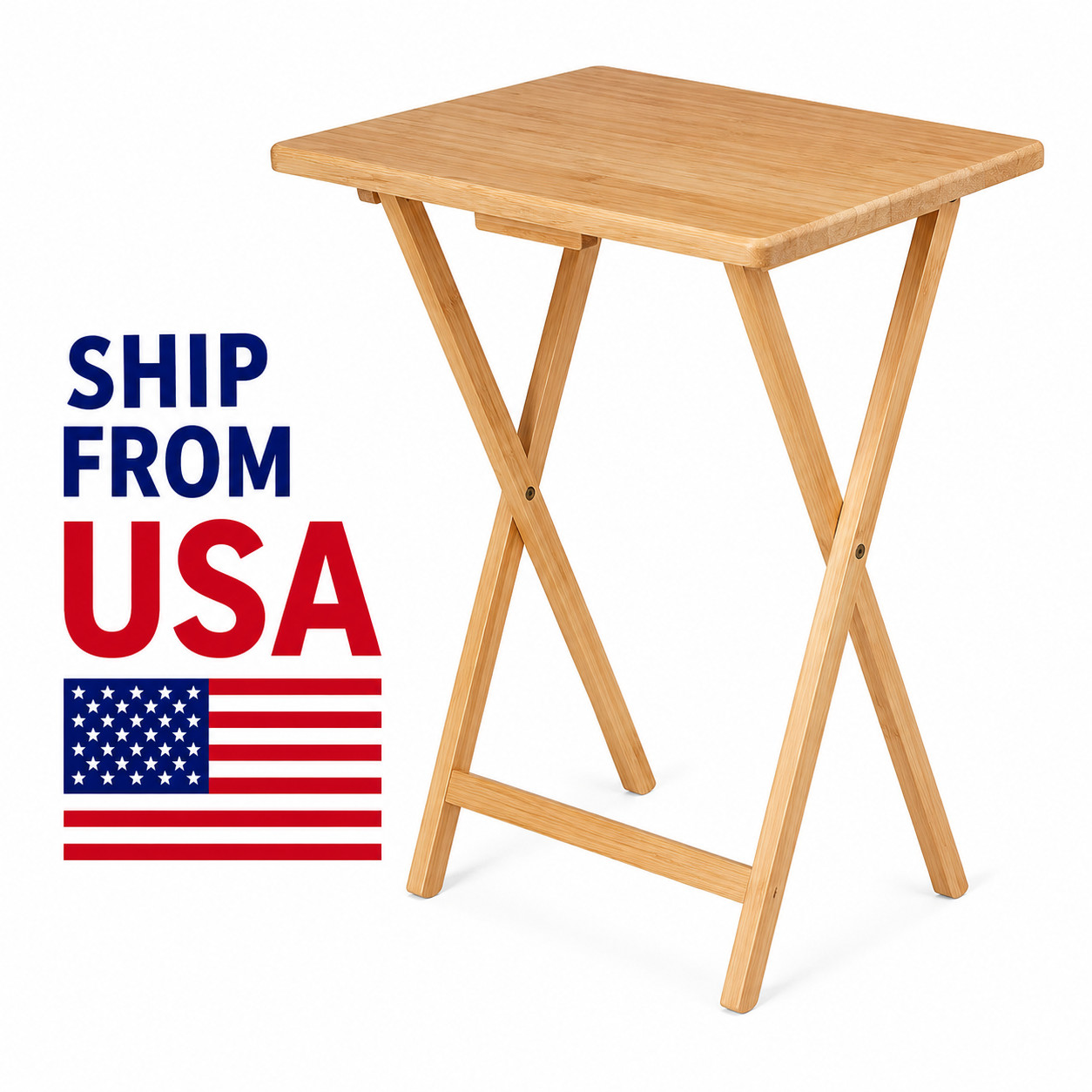 Folding TV Tray Table Portable Desk Small Space Side Table Wood No Assembly Req