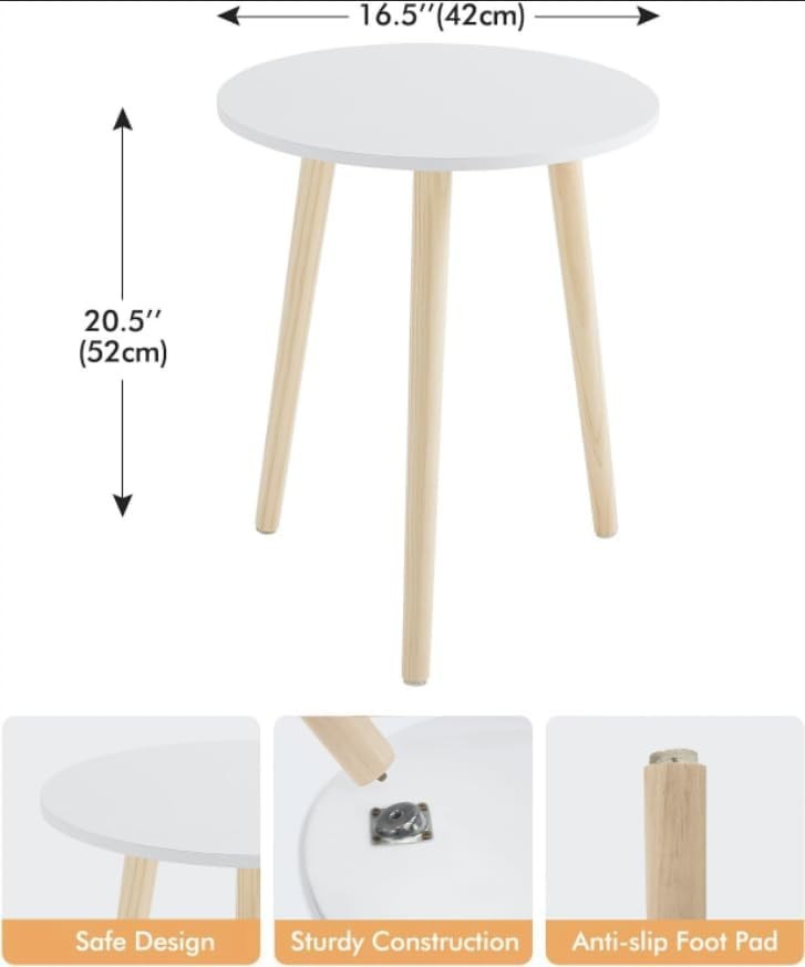 Stylish White Bedside Table – Easy Assembly & Compact Design, 16.5 x 20.5 In