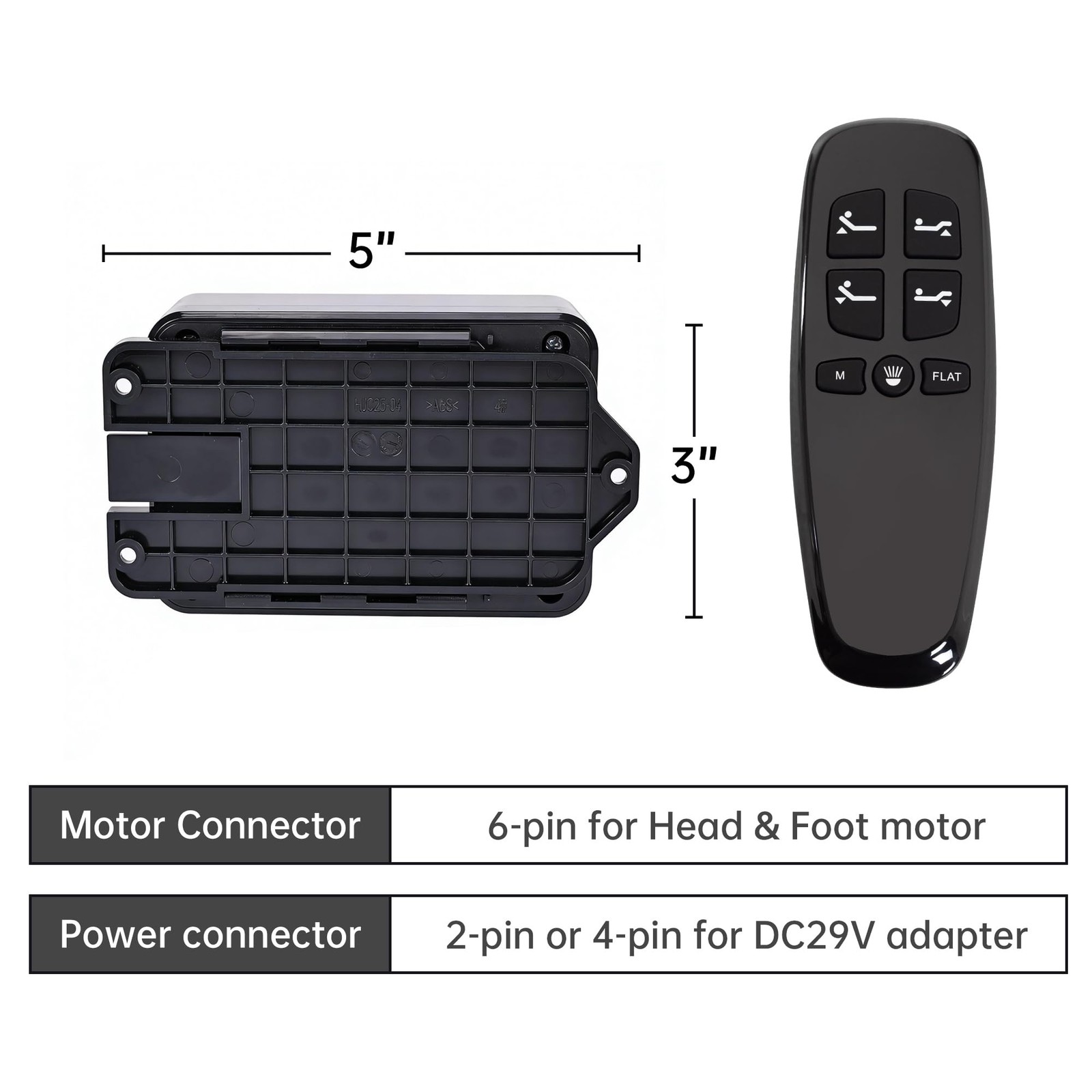 Richmat HJC25 Adjustable Bed Control Box Replacement Wireless Remote 2 Motor