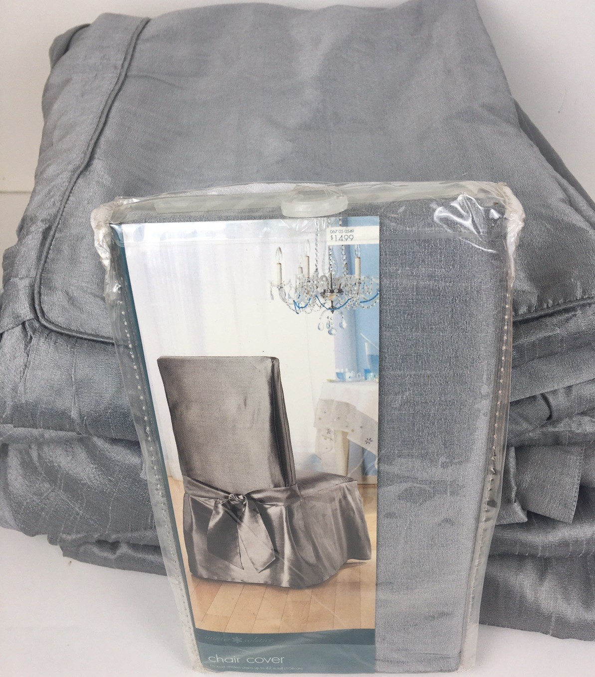 Set 8-2004 TARGET Armless Dining Chair Cover Luxury Silver/Gray Polyester INDIA