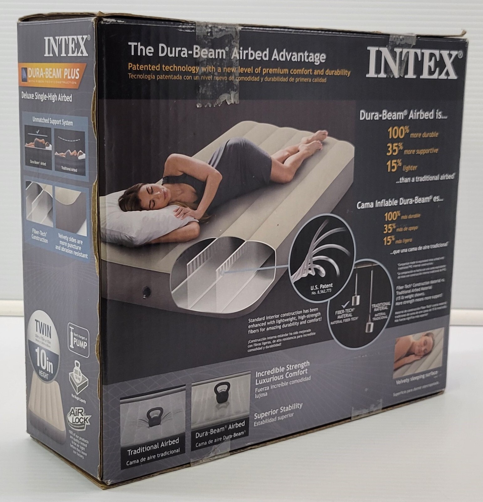 R) Intex Dura-Beam Plus Deluxe Twin Single High Airbed Air Mattress Bed