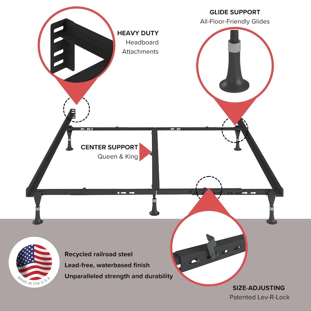 Lev-R-Lock -Bed Frame with Rollers -Twin/Full/Queen/California King/Eastern…