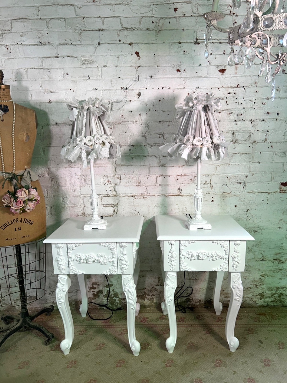 Painted Cottage Chic Shabby Romantic French Night Tables