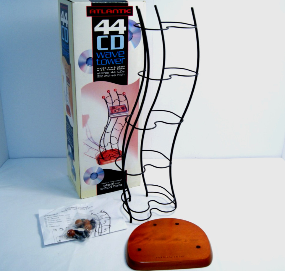 Atlantic 44 CD Tower Wave Rack Holder Modern Display New Old Stock Vintage