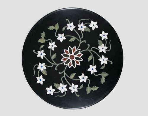 18″ Marble Table Top semi precious multi stones inlay work home decor