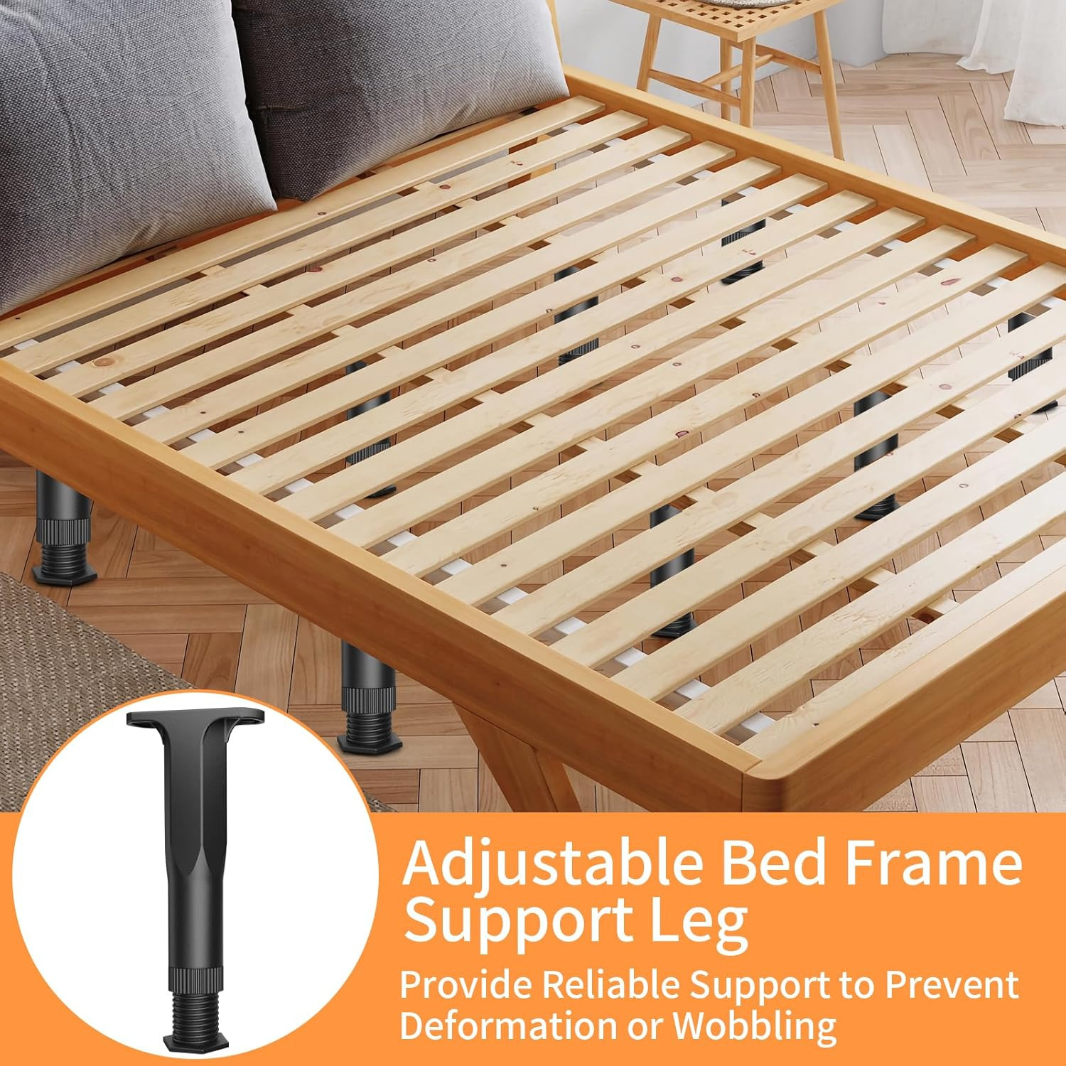 Jonkehai 8PCS Adjustable Bed Support Legs Bed Frame Support Legs Adjustable Bed