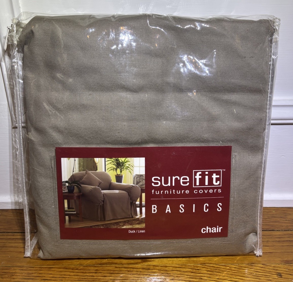 Surefit Basics Cotton Chair Slipcover Duck Linen Taupe Brown 15288 NEW!