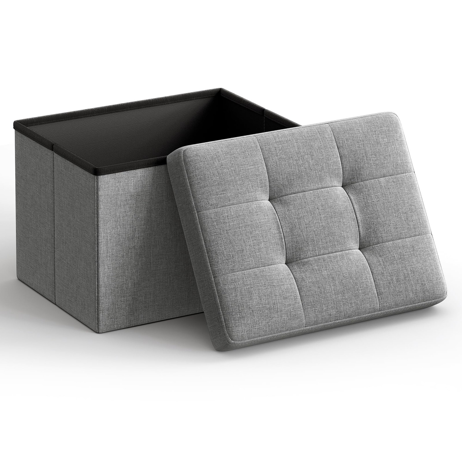 Small Folding Storage Ottoman, Foot Rest Stool, 12.2 x 16.1 x 12.2 Inches