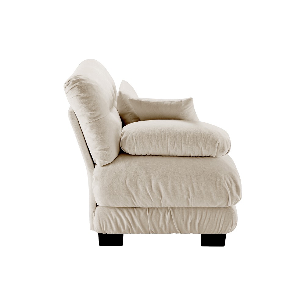 27″Light Coffee Chenille Sofa LSF with 2 Pillows1-Seat Flexible Combination Sofa