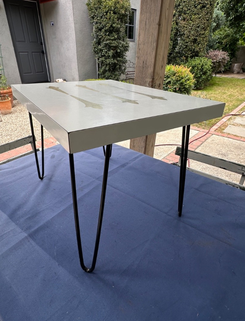 1960’s MCM LAMINATE METALLIC-PATTERN RECTANGULAR SIDE-END TABLE [21X18X17*]