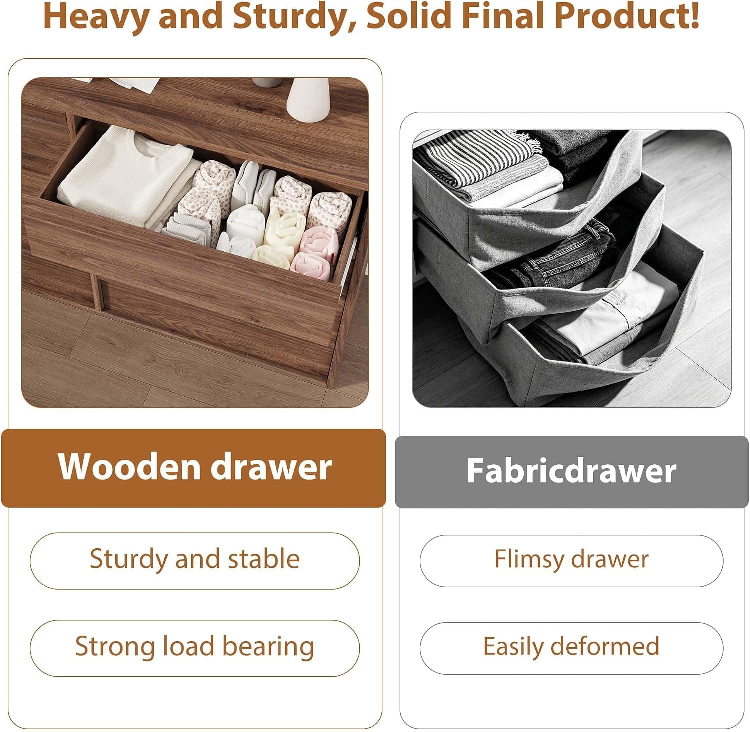 3/4/5/7/Drawer Dresser for Bedroom Handle Free Chest of Drawers Storage Cabinet