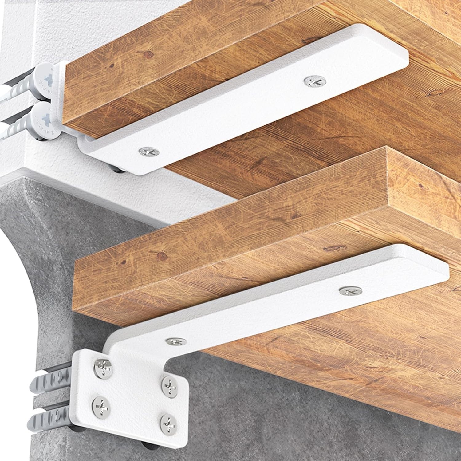 Sturdy White Coated Shelf Brackets – 10 Inch Long, 160 lb Capacity – 4 Pack