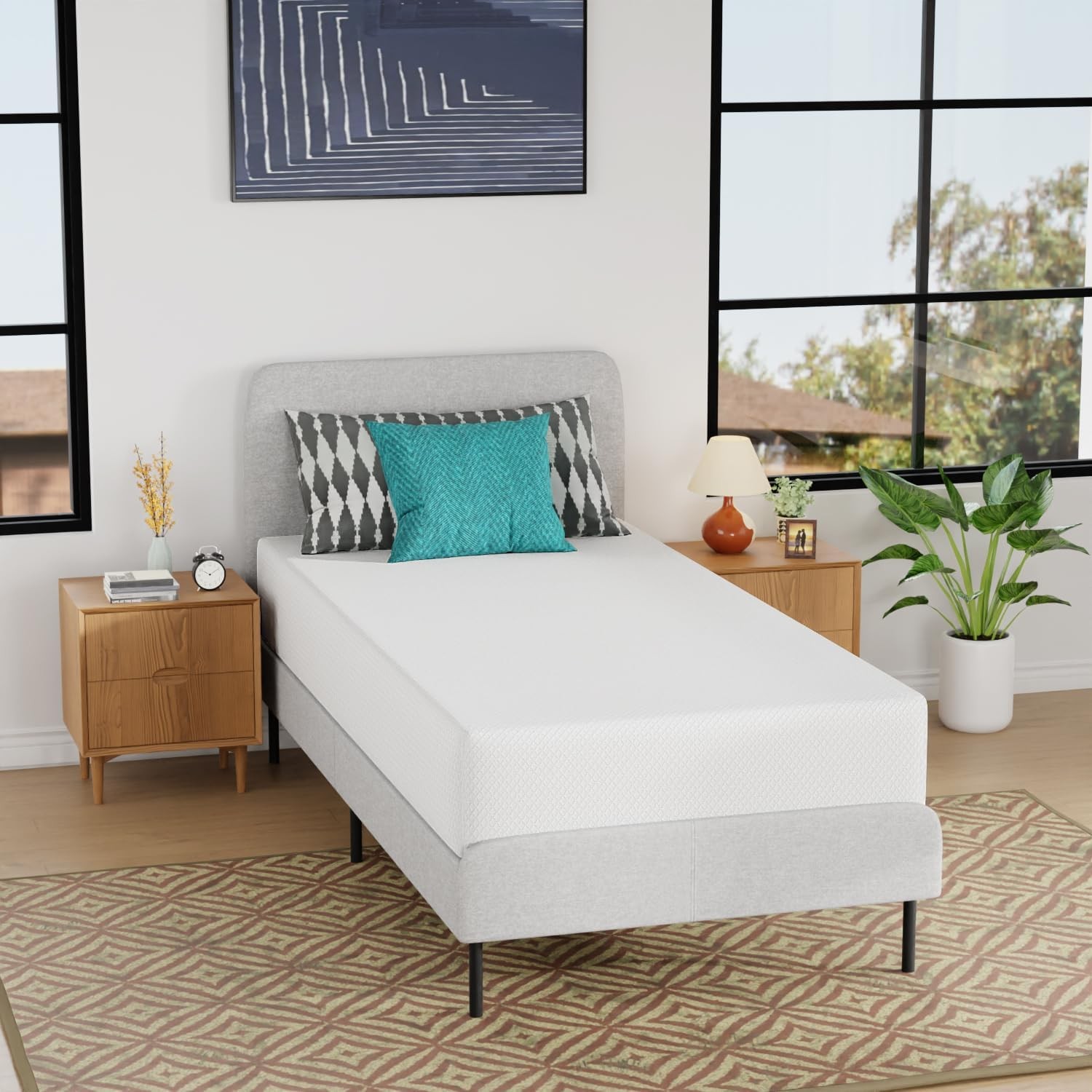| 8 Inch Twin Mattress | Medium Firm | Gel Memory Foam Mattress | White | Be