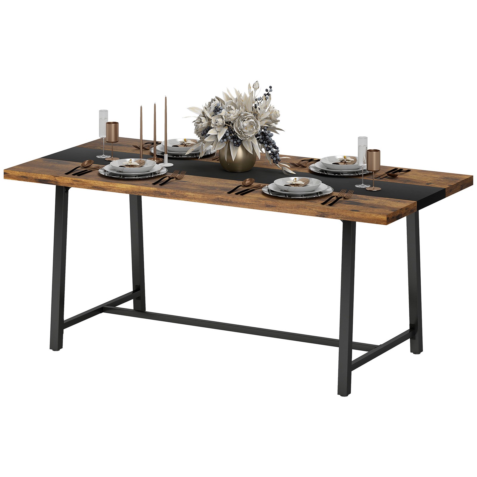 Dining Table 1.6″ Thick MDF Top and Four Steel Legs Support Up To 110 Lbs