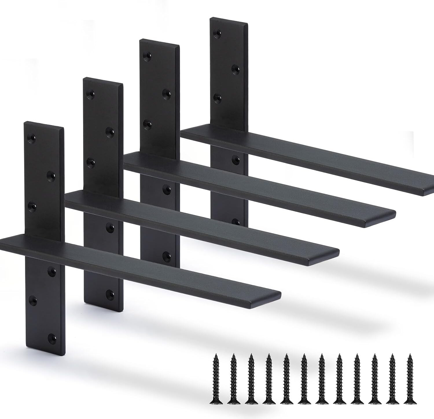 Floating Shelf Bracket 3/8″ Thick Heavy Duty Shelf Brackets 4 Pack Free Hanging