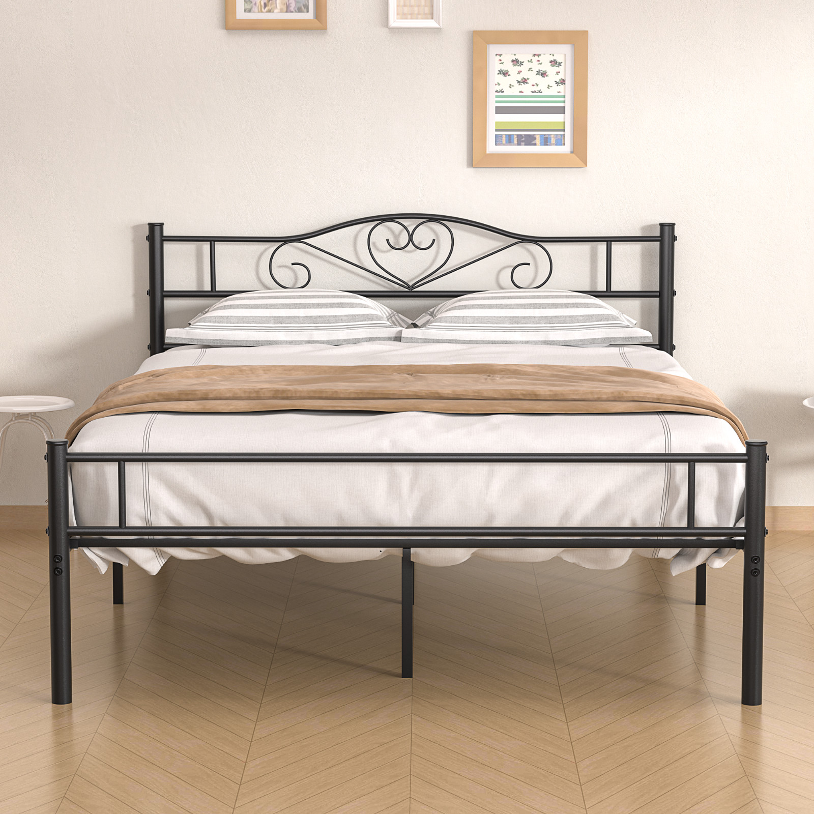 Twin Full Queen Size Metal Bed Frame with Headboard Noise Free Easy Assembly