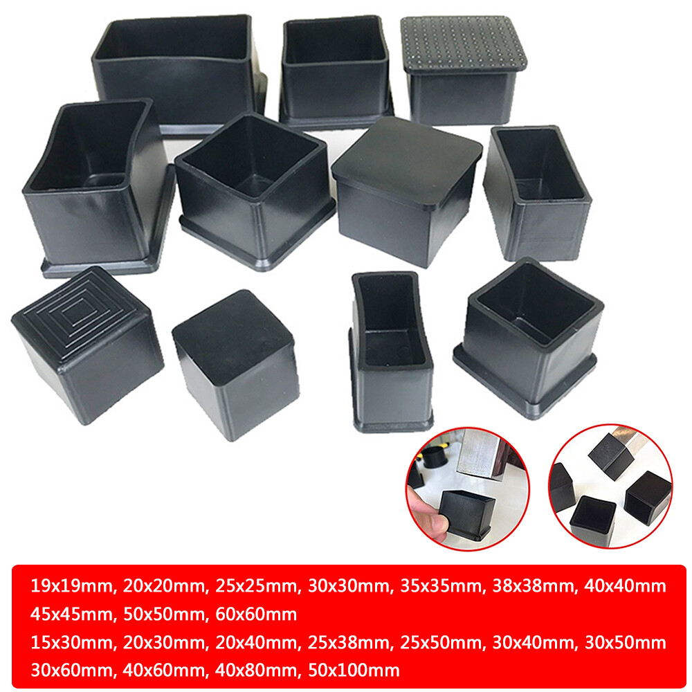 Square PVC/Rubber Blanking End Cap Cover Pipe Tube Chair Feet Leg 19×19-50x100mm