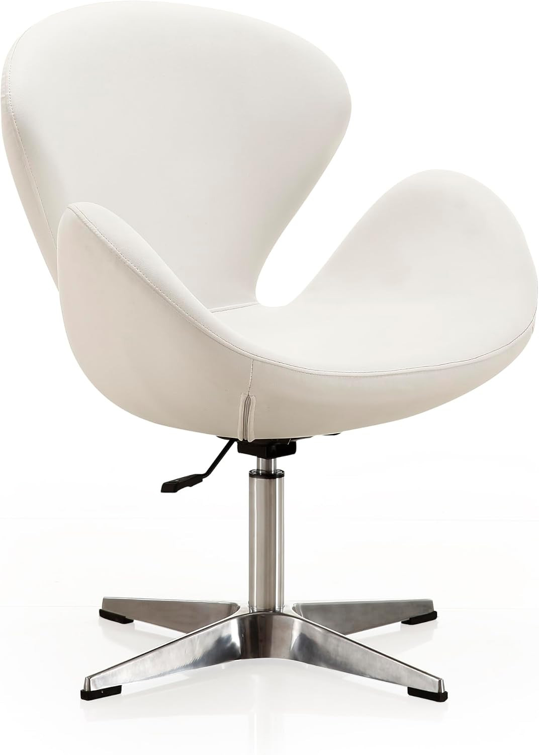 White Raspberry Swivel Accent Chair with Chrome Base, Modern Retro Design