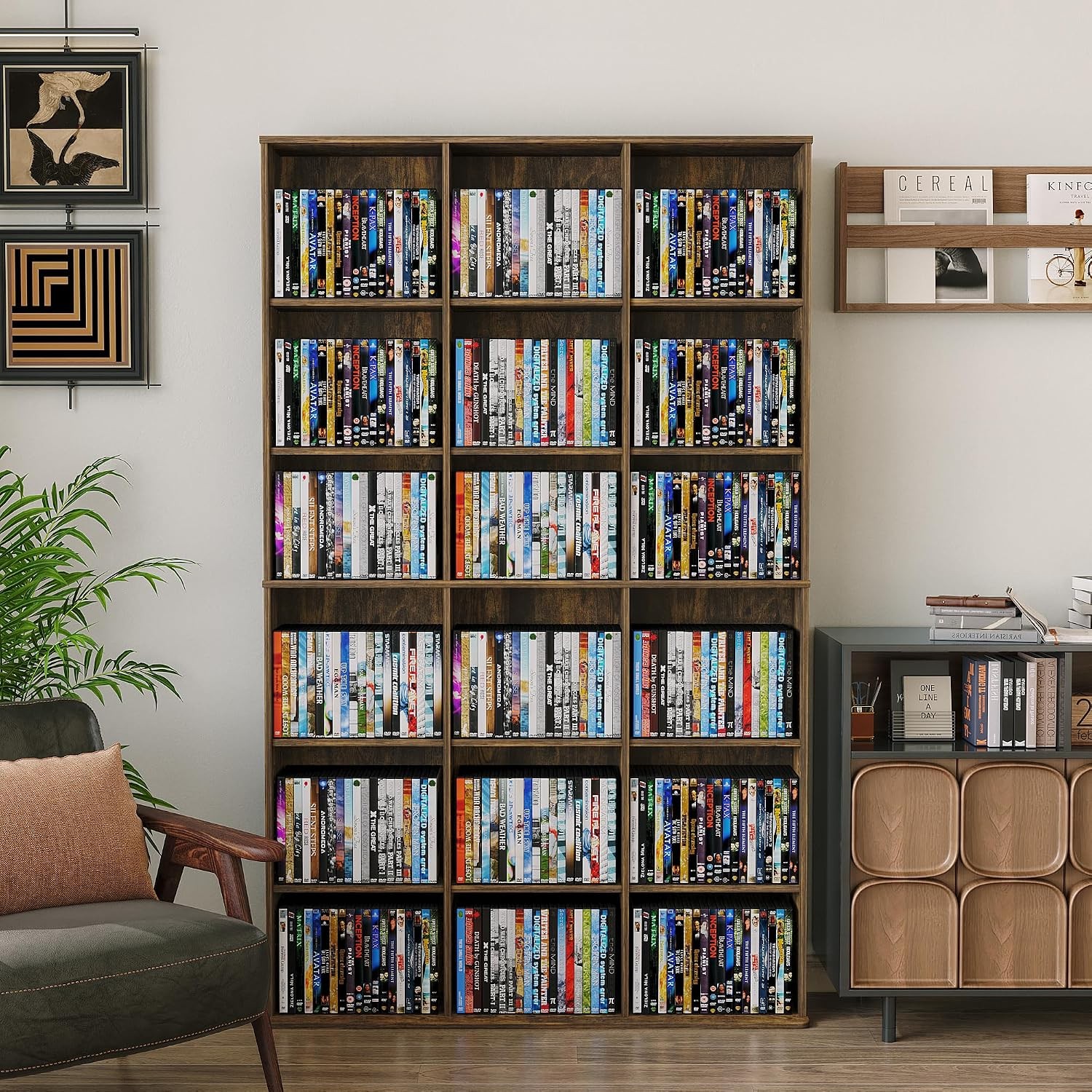 DVD Storage Tower with Adjustable Shelves 9-Tier DVD Rack Tower for CDs DVDs