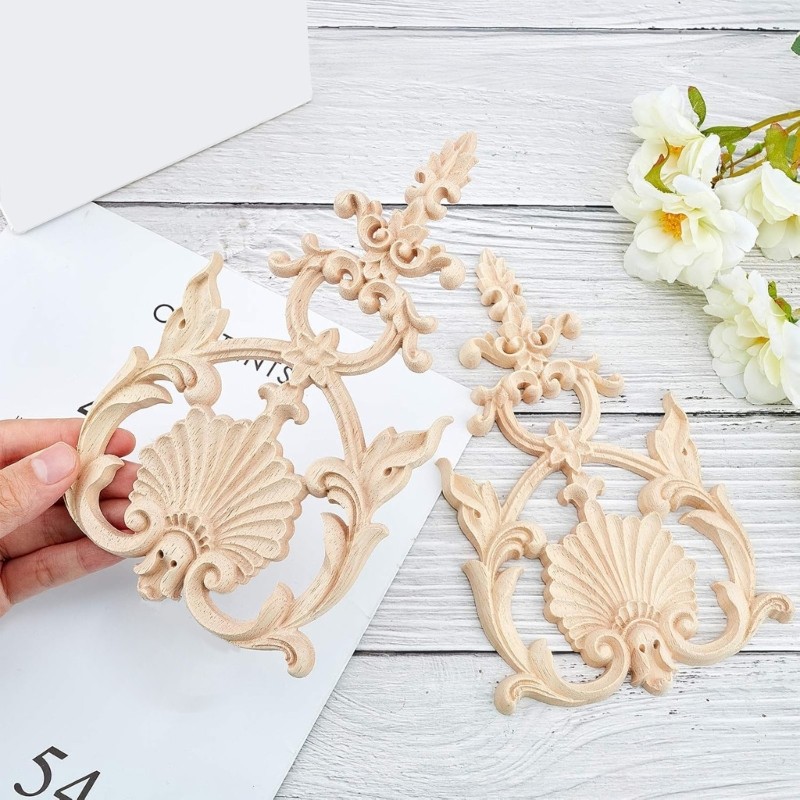 Furniture Appliques Unpainted Wooden Carving Decals Universal Appliques
