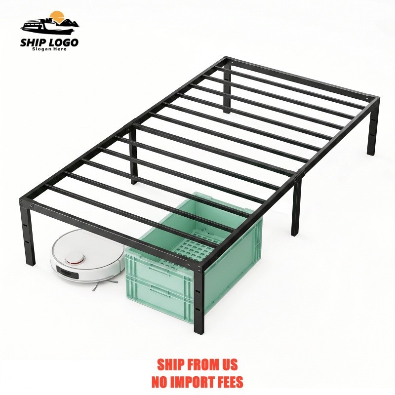 Alvantor Metal Bed Frame 16 Inch Tall, Heavy Duty Sturdy Mattress Foundation, N