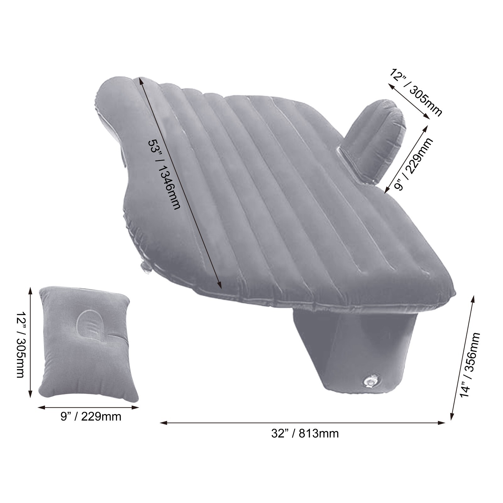 Sondpex Multi-Functional Inflatable Travel In Car Air Mattress Bed Set w Pillows