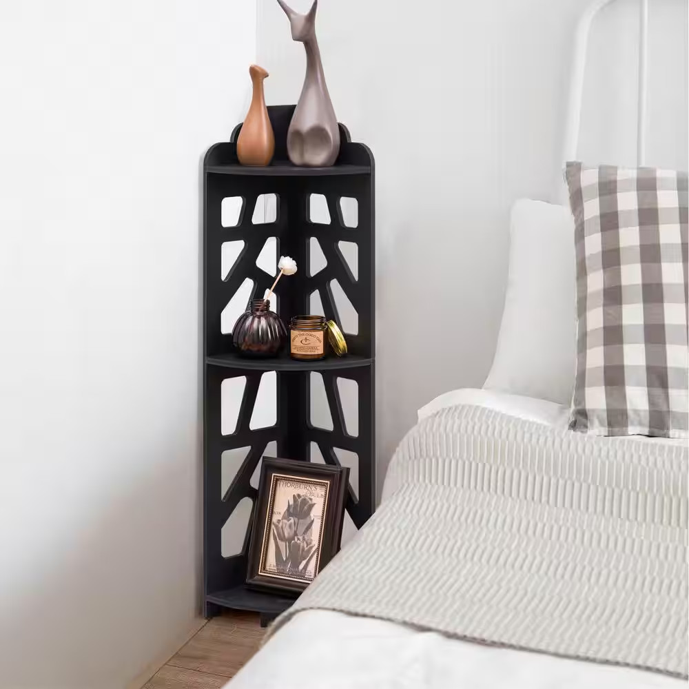 10.6 In. W X 31.5 In. H X 7 In. D Plastic Rectangular Corner Shelf Stand, Storag