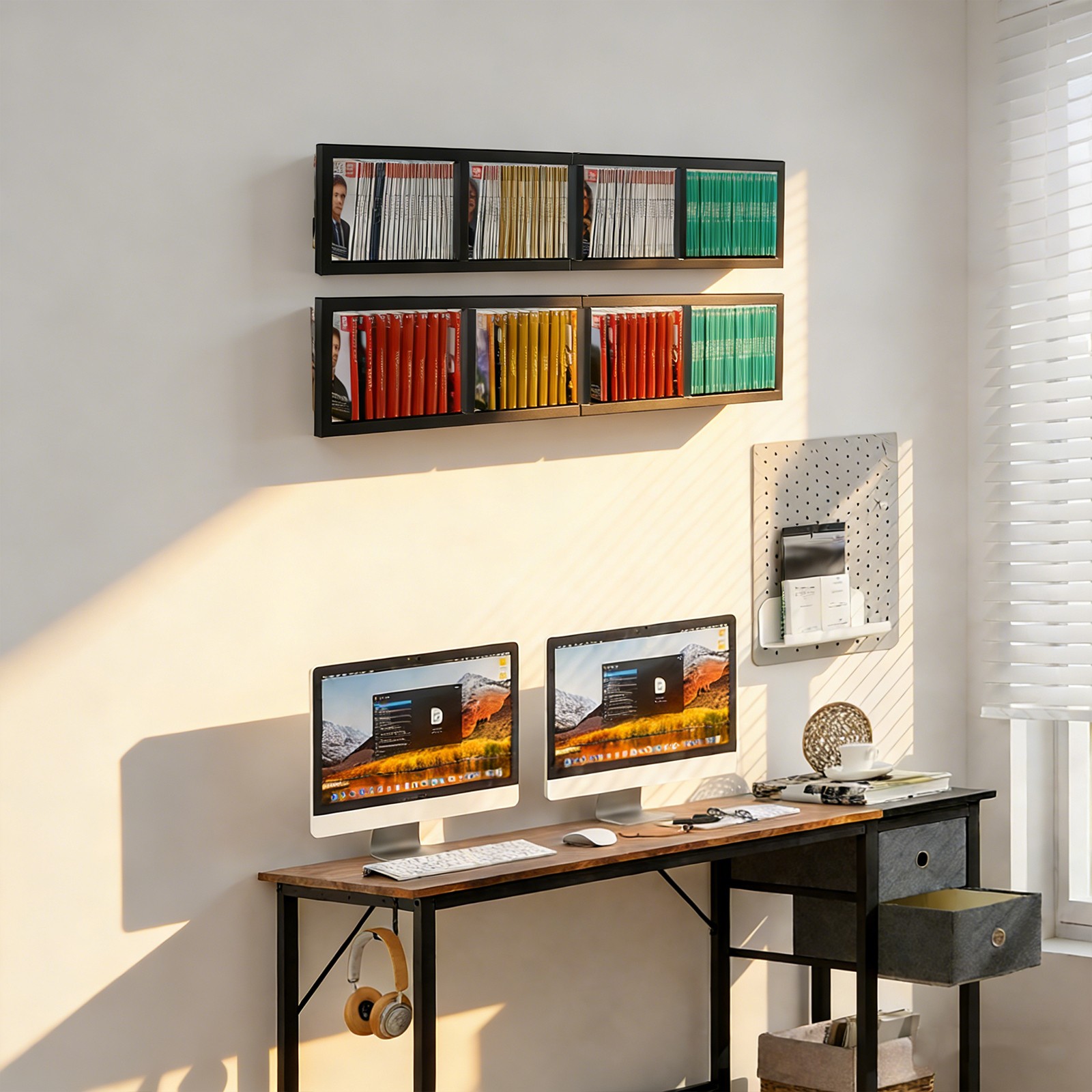 2Pcs Wall‑Mount Floating Shelf Large CD DVD Media Storage Organizer Shelves