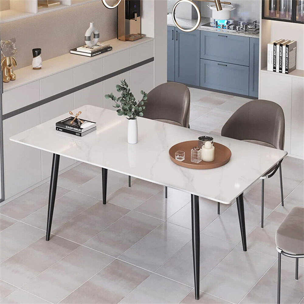 Slate Dining Table Rectangular Kitchen Desk Breakfast Furniture for 6-Person