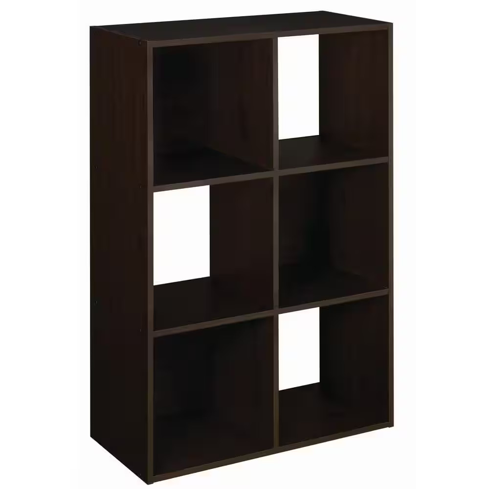 35.88 In. H X 24.13 In. W X 11.89 In. D Dark Brown Wood Look 6-Cube Organizer
