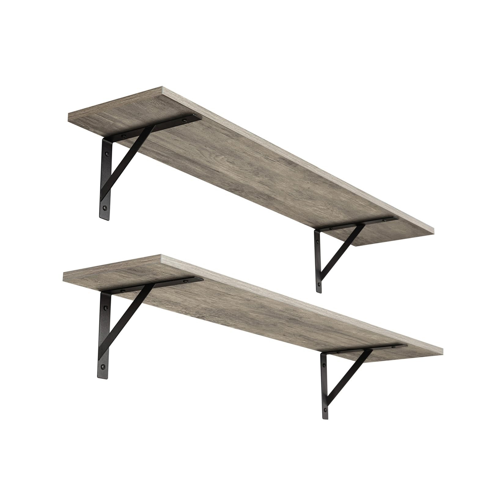 2 PCS 31.5 Inch Large Gray Wash Wall Mounted Shelves Display Metal Brackets