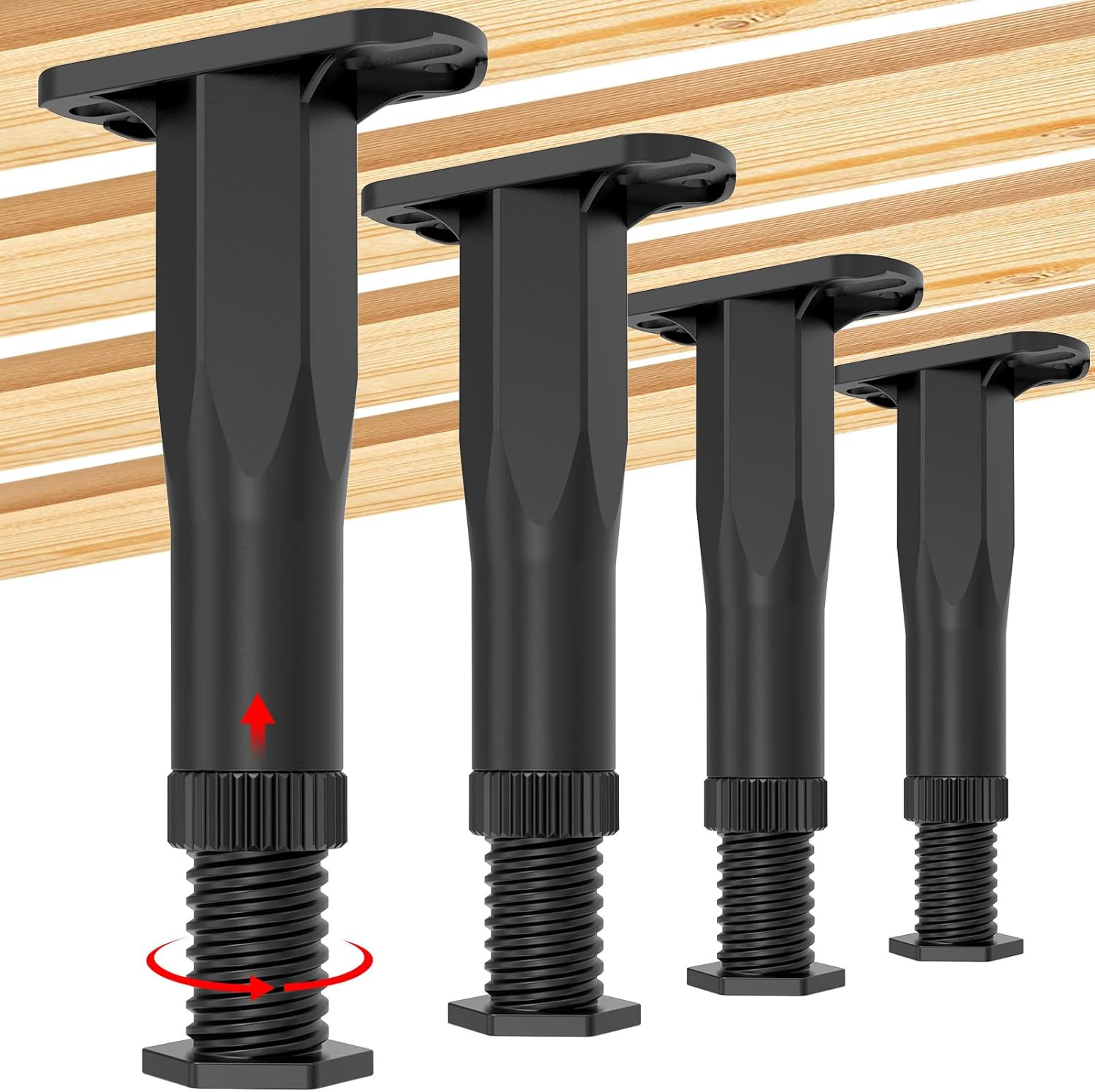 4PCS Adjustable Bed Frame Support Legs (8.3″-14.5″ ), Frame Center Slats Heavy S