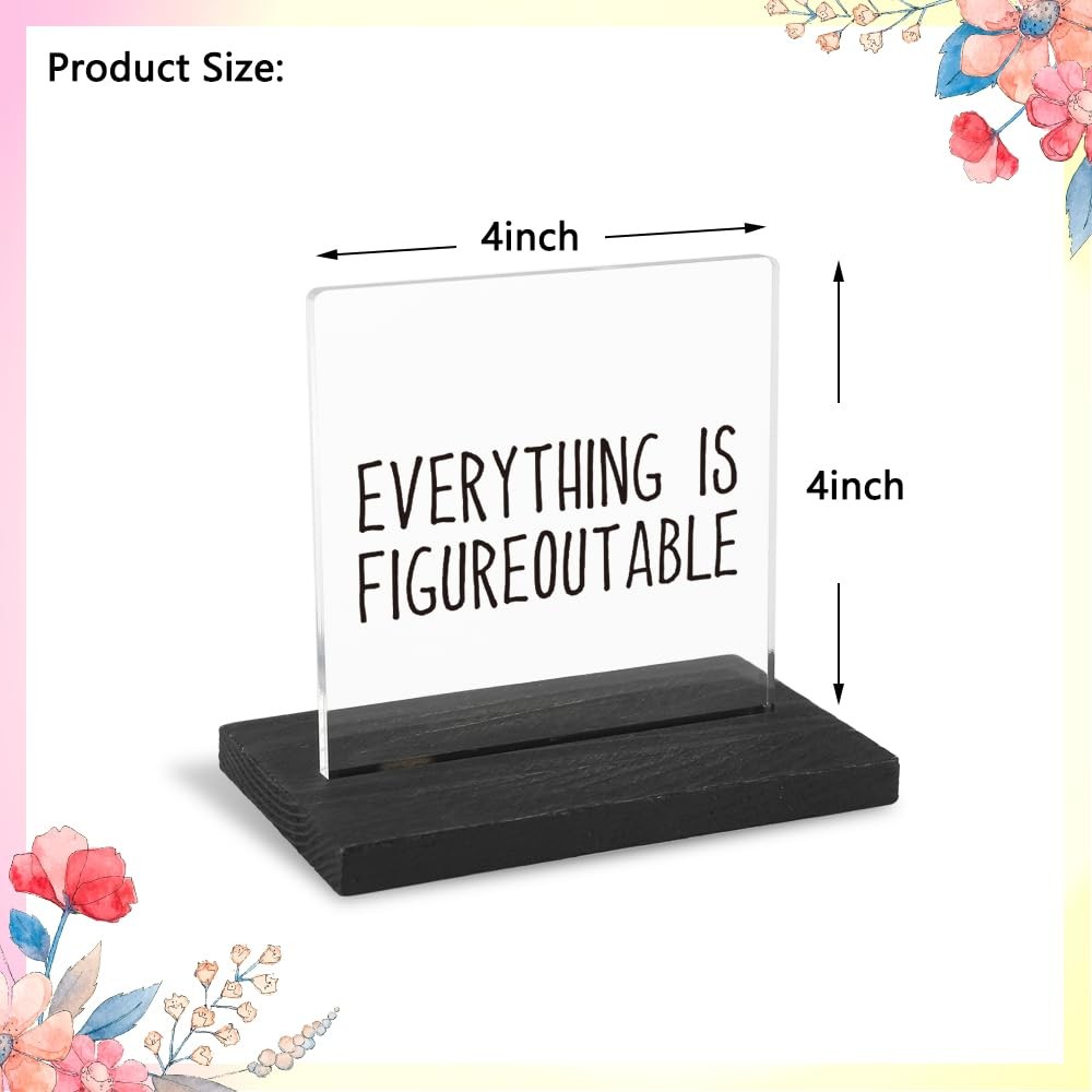Motivational Office Desk Decor for Women, 4 inches x 4 inches, Transparent