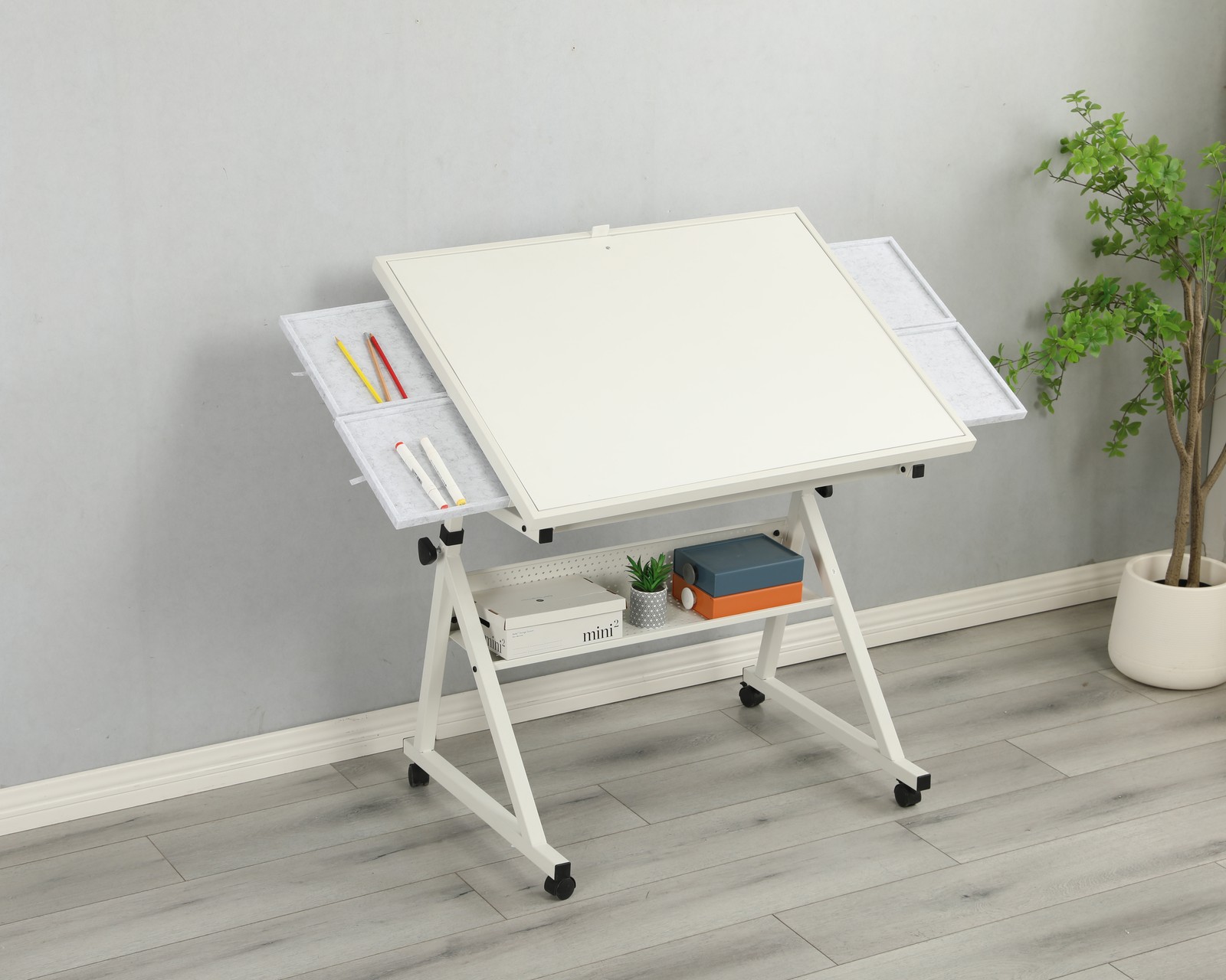 1500 Piece Jigsaw Puzzle Table Board for Adults, Metal with 4 Trays White