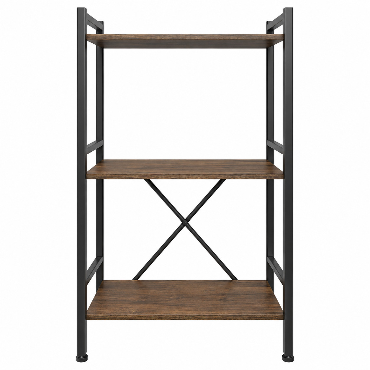 3 Tier Bookshelf Bookcase Storage Shelf Metal Frame Utility Rack Brown