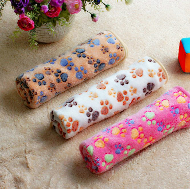 Soft Warm Fleece Lovely Design Paw Print Pet Blanket Dog Cat Mat Puppy Bed Sofa